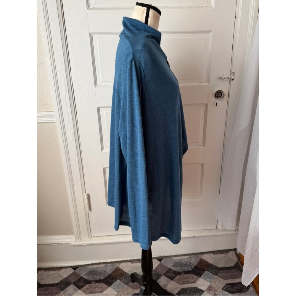 Bobeau Teal Blue Wrap Cardigan Shawl Poncho Sweater Asymmetric Lagenlook Lg - Picture 6 of 11